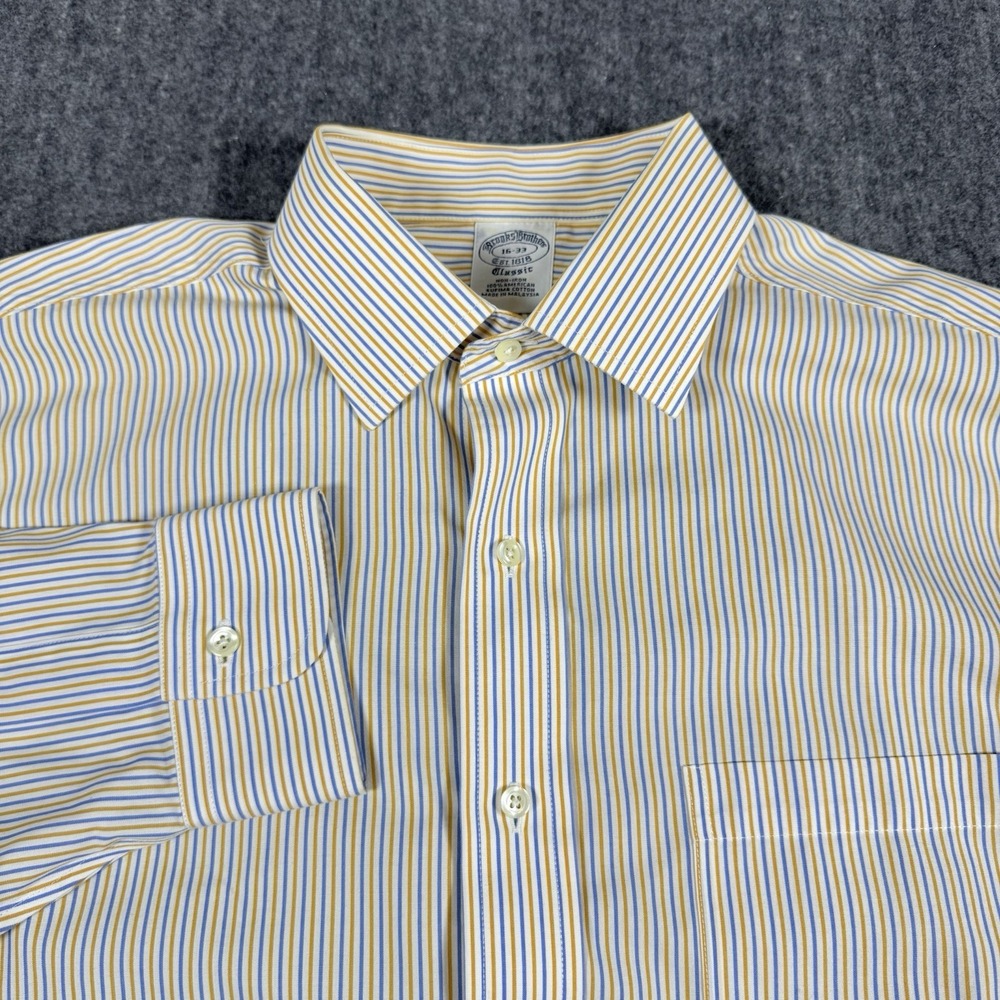Brooks Brothers 1818 Classic Men 16-33 Supima Cotton Striped Dress Shirt